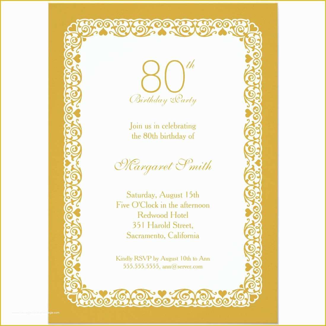Elegant Birthday Invitation Templates Free Of 15 Sample 80th Birthday Invitations Templates Ideas