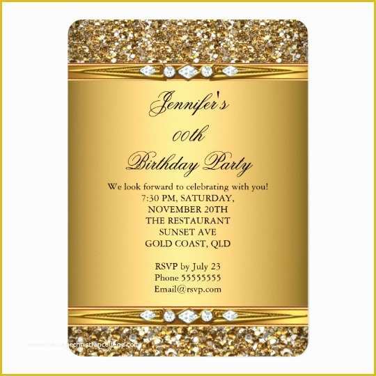 Elegant Birthday Invitation Templates Free Of Elegant Gold Glitter Look Diamond Birthday Party Card