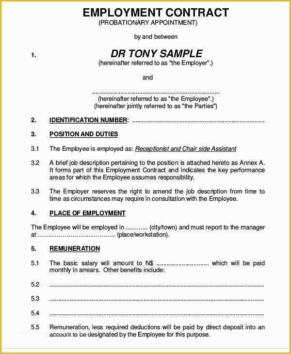 Employment Contract Template Free Of 11 Employment Contract Templates Pages Docs Word