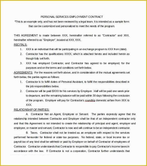 Employment Contract Template Free Of 14 Sample Service Contract Templates to Download