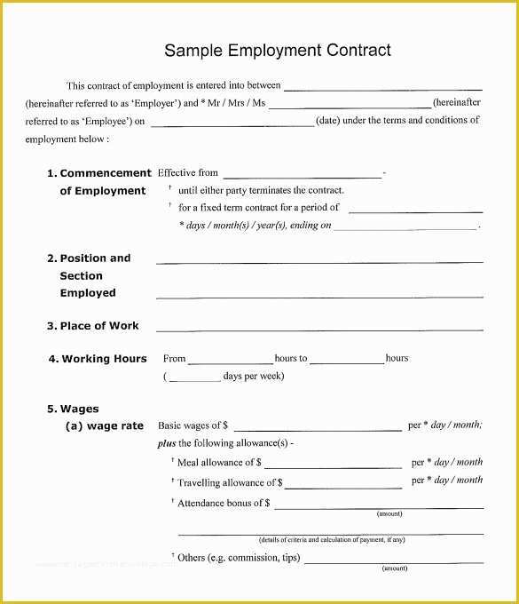 Employment Contract Template Free Of 15 Useful Sample Employment Contract Templates to Download