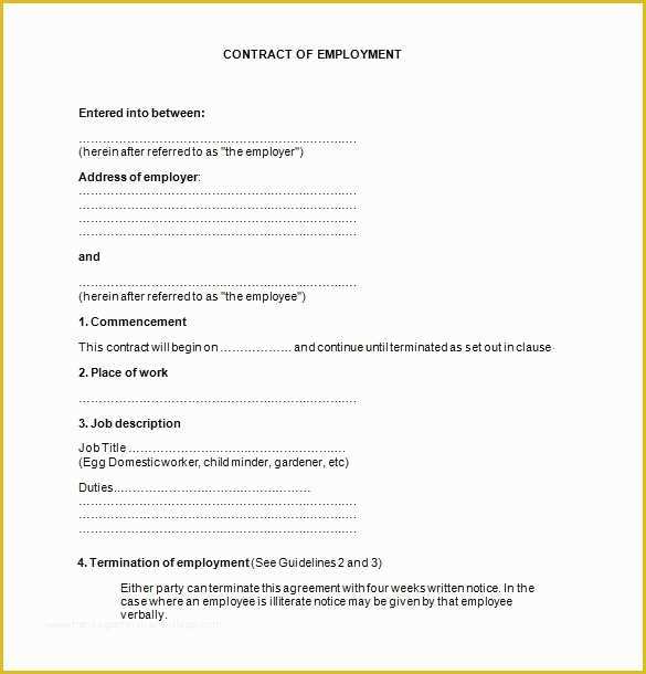 Employment Contract Template Free Of 18 Job Contract Templates Word Pages Docs