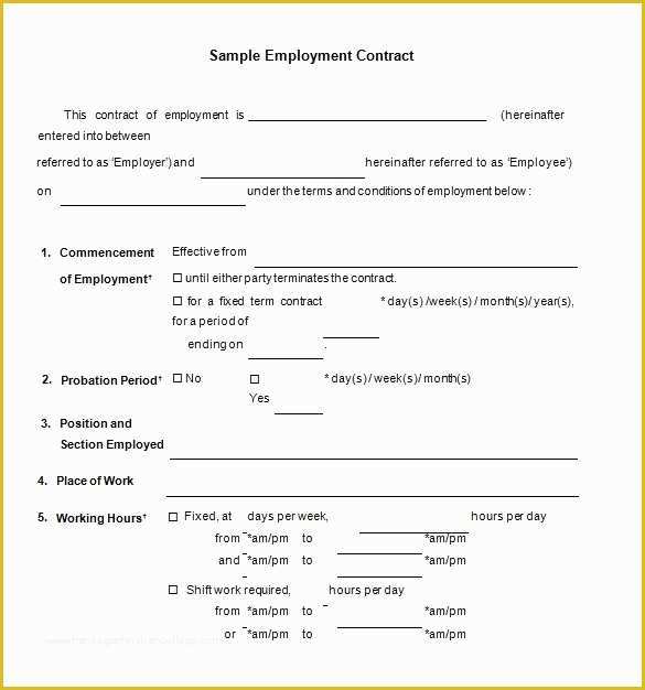 Employment Contract Template Free Of 18 Job Contract Templates Word Pages Docs