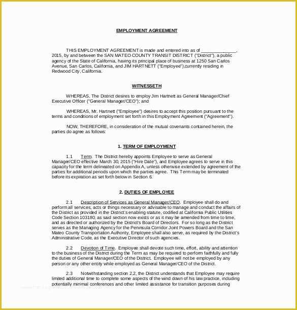 Employment Contract Template Free Of 21 Employment Agreement Templates – Free Word Pdf format