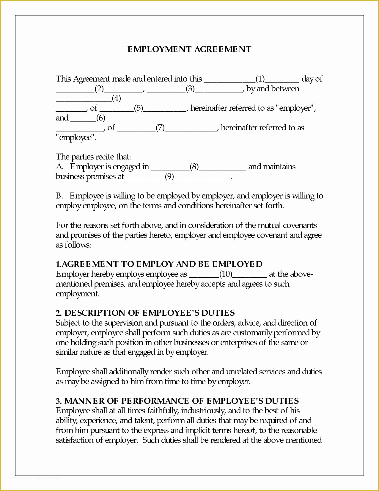 Employment Contract Template Free Of Best S Examples Employment Agreement Templates