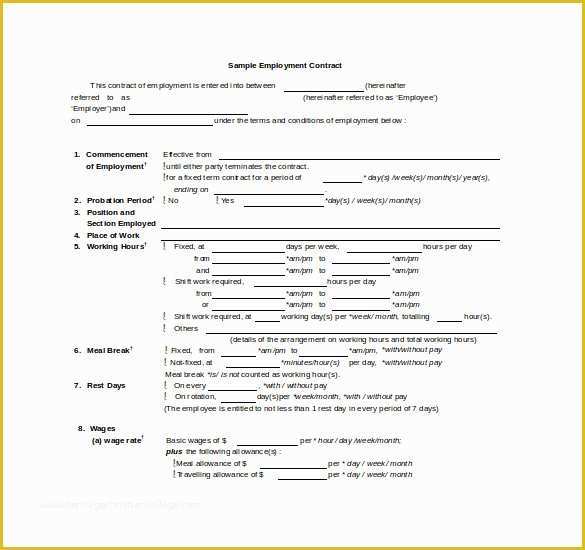 Employment Contract Template Free Of Contract Template – 24 Free Word Excel Pdf Documents