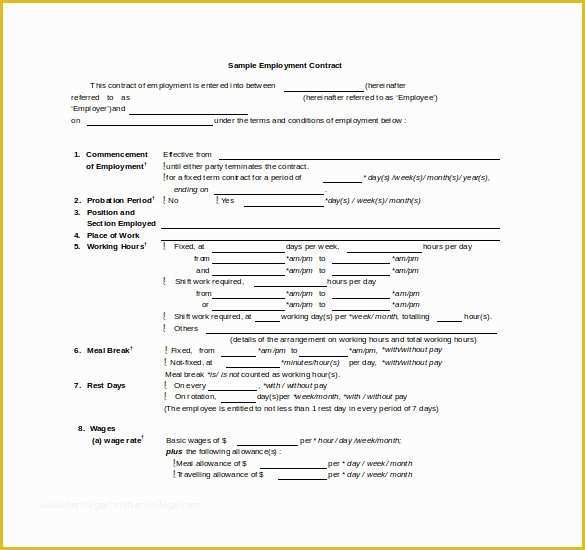 Employment Contract Template Free Of Contract Template – 24 Free Word Excel Pdf Documents