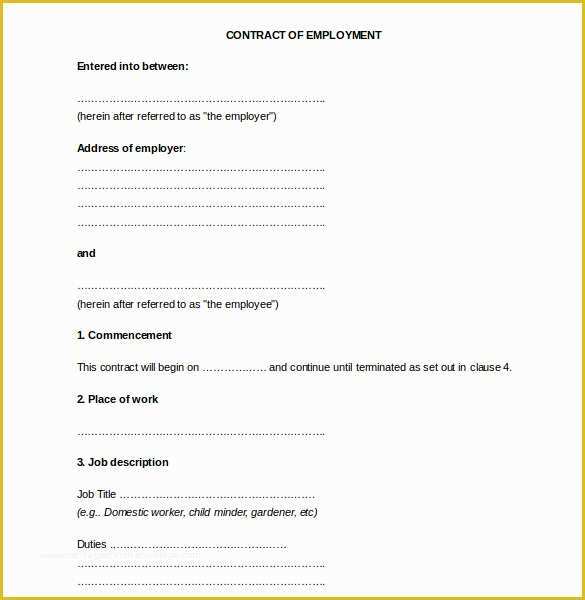 Employment Contract Template Free Of Employee Agreement Templates – 19 Free Word Pdf Document