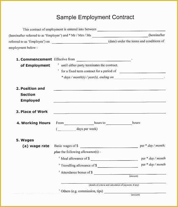 Employment Contract Template Free Of Employment Contract 9 Download Documents In Pdf Doc