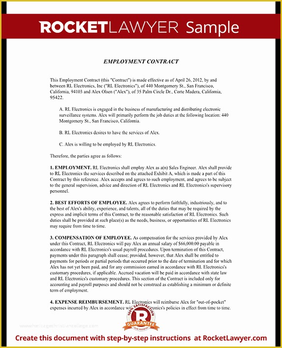 Employment Contract Template Free Of Employment Contract Agreement Template