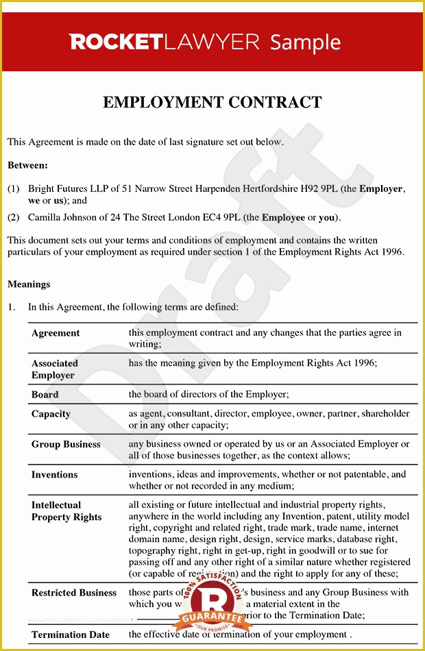 Employment Contract Template Free Of Senior Employment Contract Executive Employment Agreement