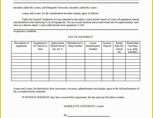 Equipment Lease Agreement Template Free Download Of 14 Equipment Rental Agreement Templates