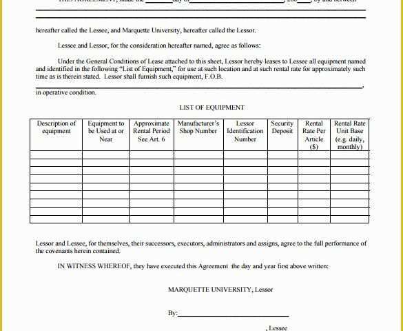 Equipment Lease Agreement Template Free Download Of 14 Equipment Rental Agreement Templates