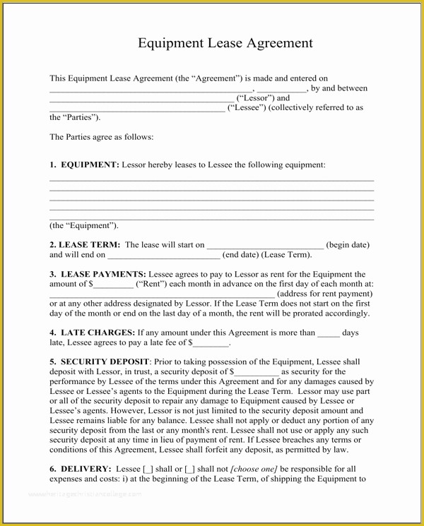 Equipment Lease Agreement Template Free Download Of Download Equipment Lease Agreement for Free