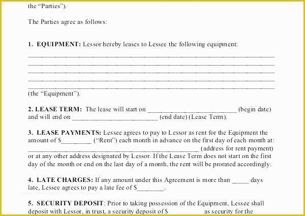 Equipment Lease Agreement Template Free Download Of Equipment Lease Agreement with Option to Purchase Template