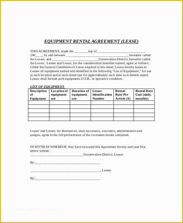 Equipment Lease Agreement Template Free Download Of Equipment Lease Contract Template – Vraccelerator