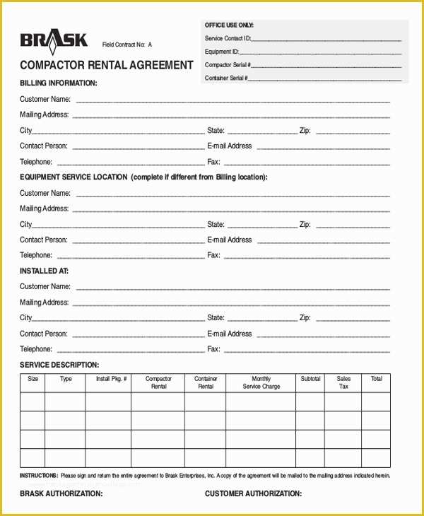 Equipment Lease Agreement Template Free Download Of Equipment Rental Contract Template