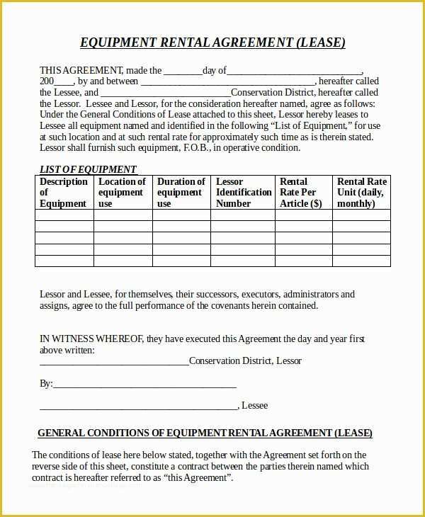 Equipment Lease Agreement Template Free Download Of Free Rental Agreement Template 20 Free Word Pdf