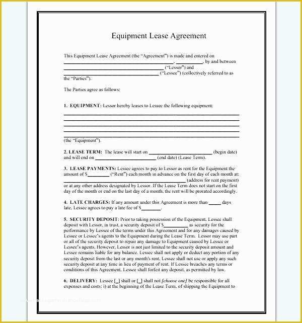 Equipment Lease Agreement Template Free Download Of Puter Rental Agreement Template 2 Lease – Picks