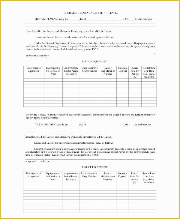 Equipment Lease Agreement Template Free Download Of Template Equipment Blank Rental Agreement Free Download