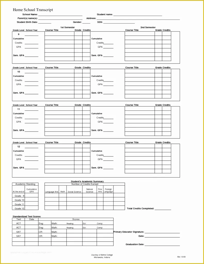 Fake High School Transcript Template Free Of 5 Free Fake Transcripts Collection for Download