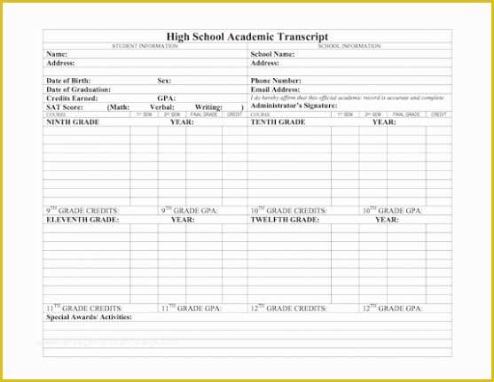 Fake High School Transcript Template Free Of Free High School Transcript Template Pdf Nice Homeschool