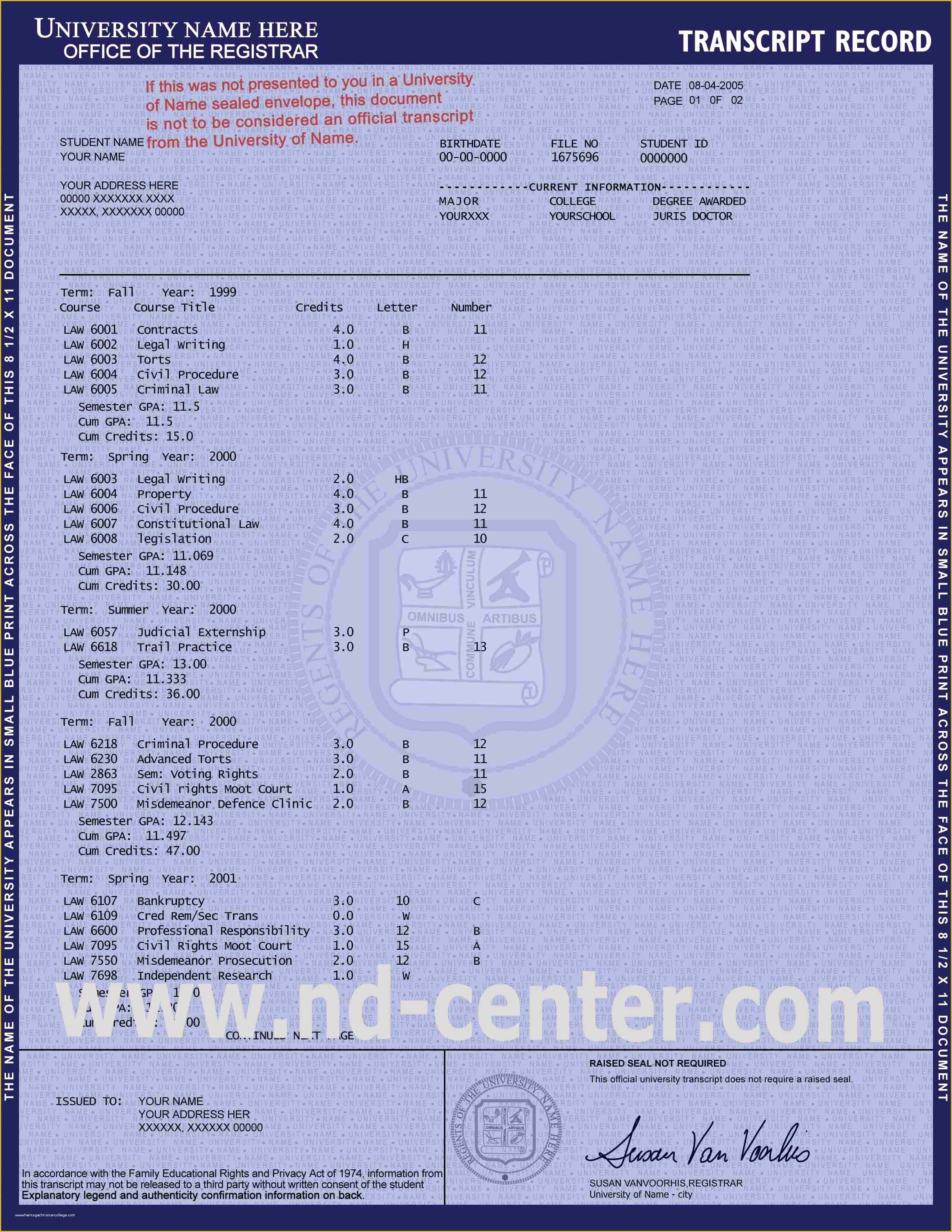 Fake High School Transcript Template Free Of the Fake Transcript You are Looking for From Center