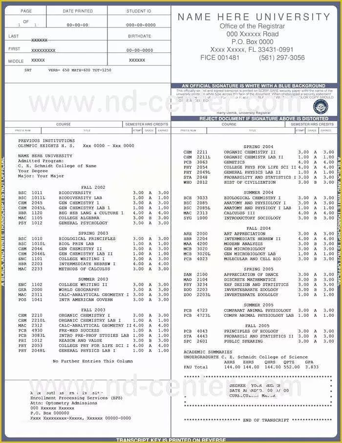 Fake High School Transcript Template Free Of University Transcript Template for Word Court Unique