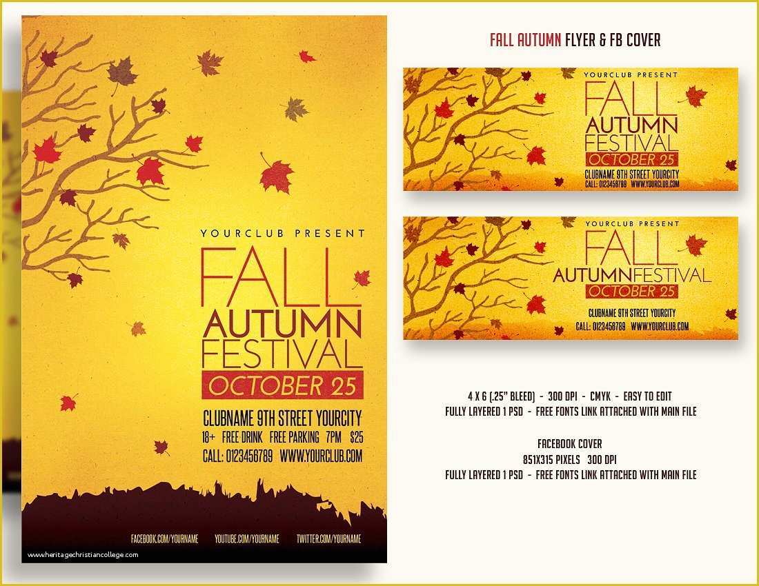 Fall Festival Flyer Template Free Of Fall Autumn Festival Flyer & Fbcover Flyer Templates