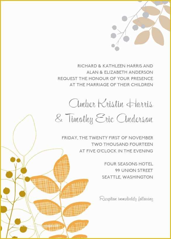 Fall Invitation Templates Free Of 26 Fall Wedding Invitation Templates – Free Sample