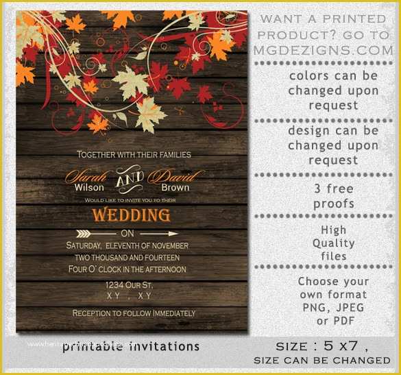 Fall Invitation Templates Free Of 26 Fall Wedding Invitation Templates – Free Sample