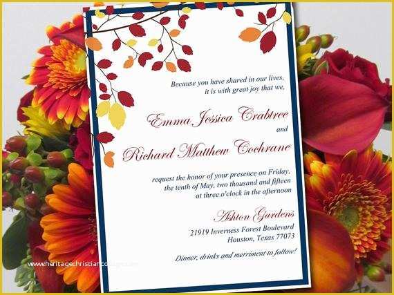 Fall Invitation Templates Free Of Autumn Wedding Invitation Template Muskoka