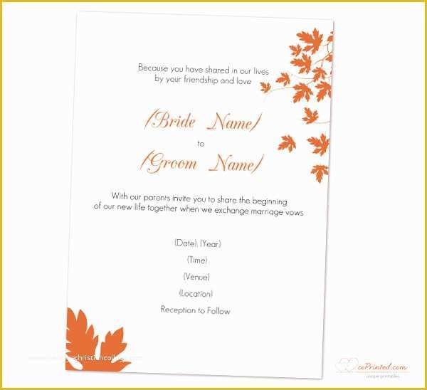 Fall Invitation Templates Free Of Autumn Wedding Invitations Template