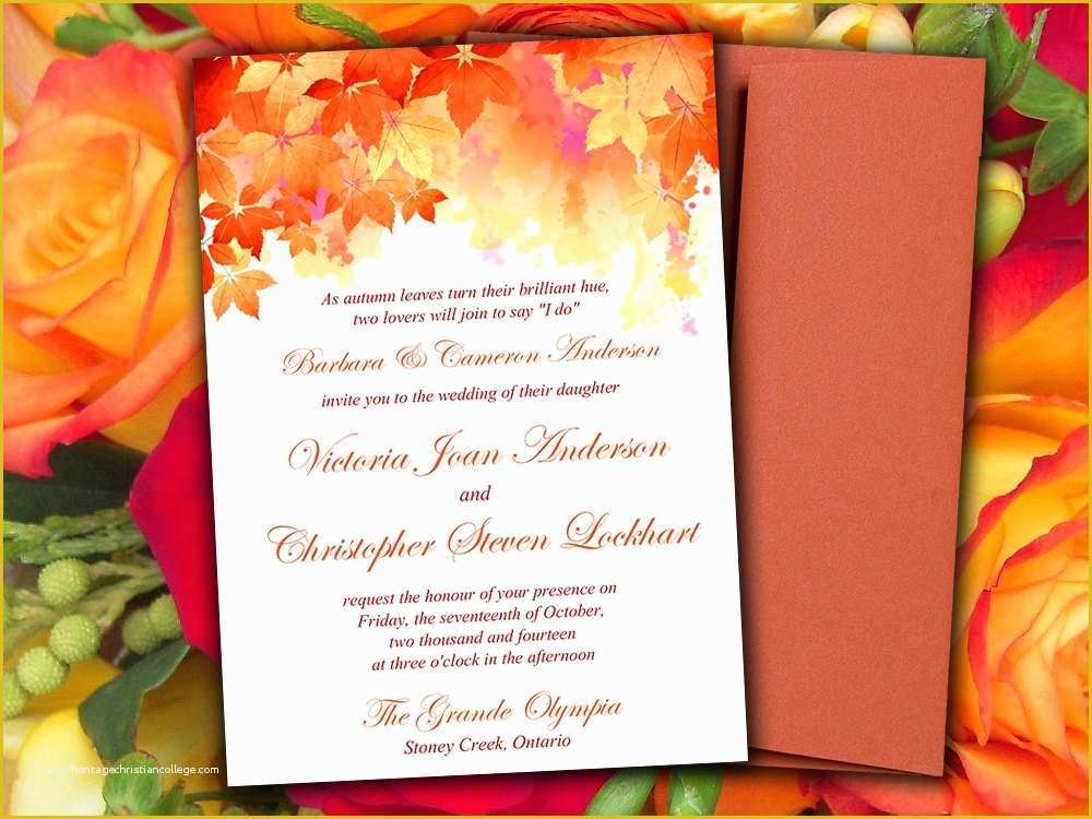 Fall Invitation Templates Free Of Diy Wedding Invitation Template Watercolor Fall