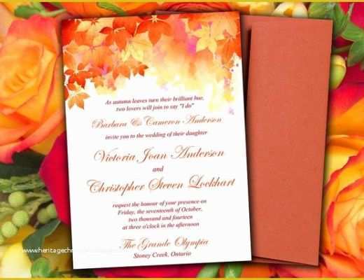 Fall Invitation Templates Free Of Diy Wedding Invitation Template Watercolor Fall