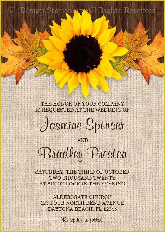 Fall Invitation Templates Free Of Fall Sunflower Wedding Invitations with Rsvp Cards Diy