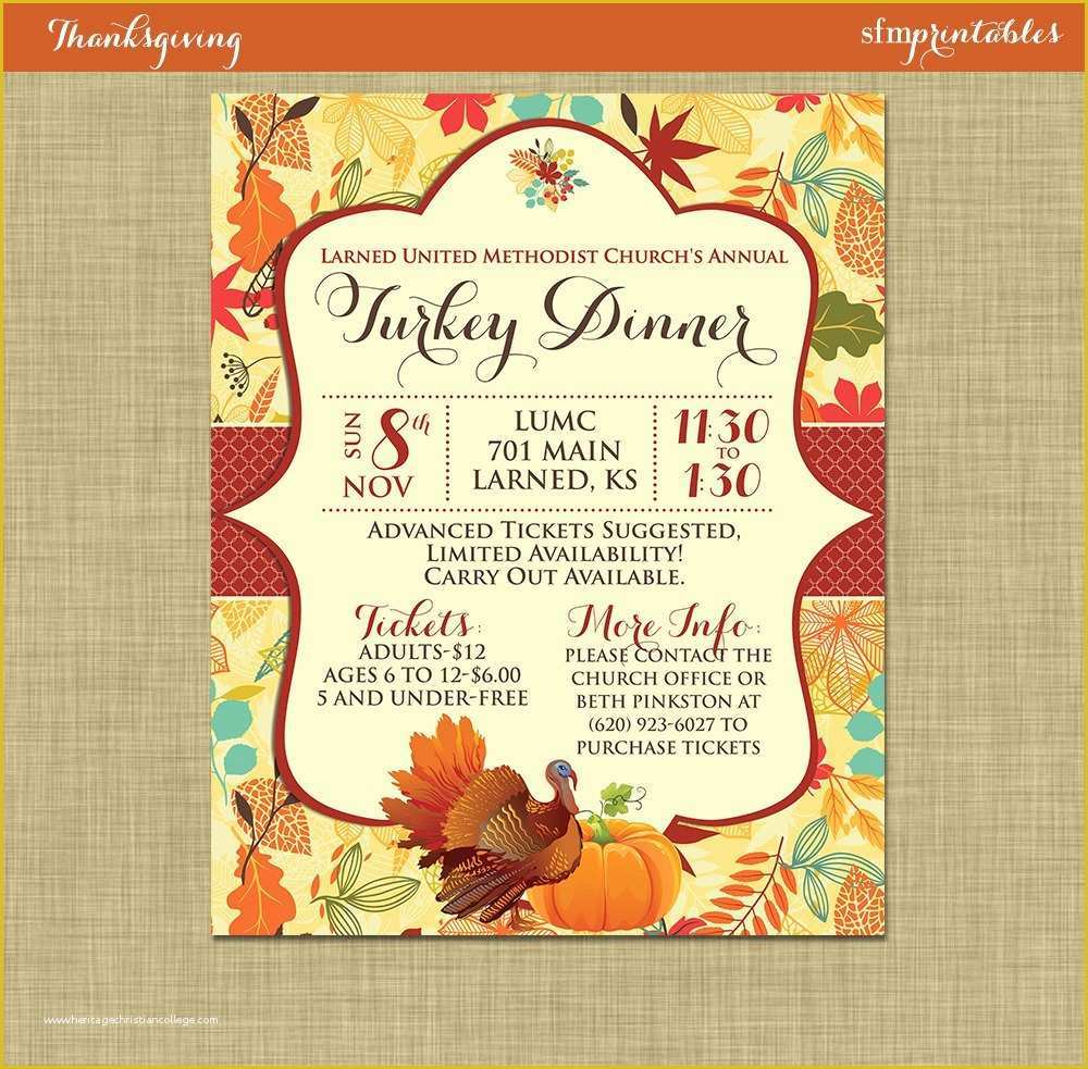 Fall Invitation Templates Free Of Fall Turkey Dinner Harvest Thanksgiving Invitation Poster