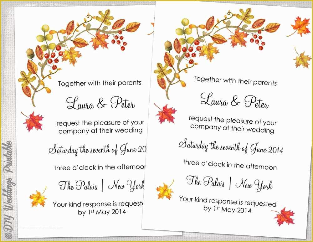 Fall Invitation Templates Free Of Fall Wedding Invitation Template Diy Fall