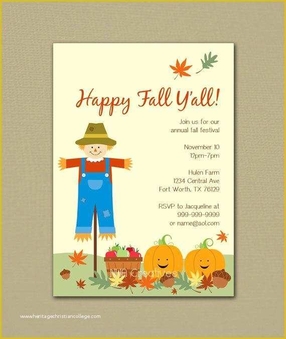 Fall Invitation Templates Free Of Items Similar to Happy Fall Y All Fall Festival Party