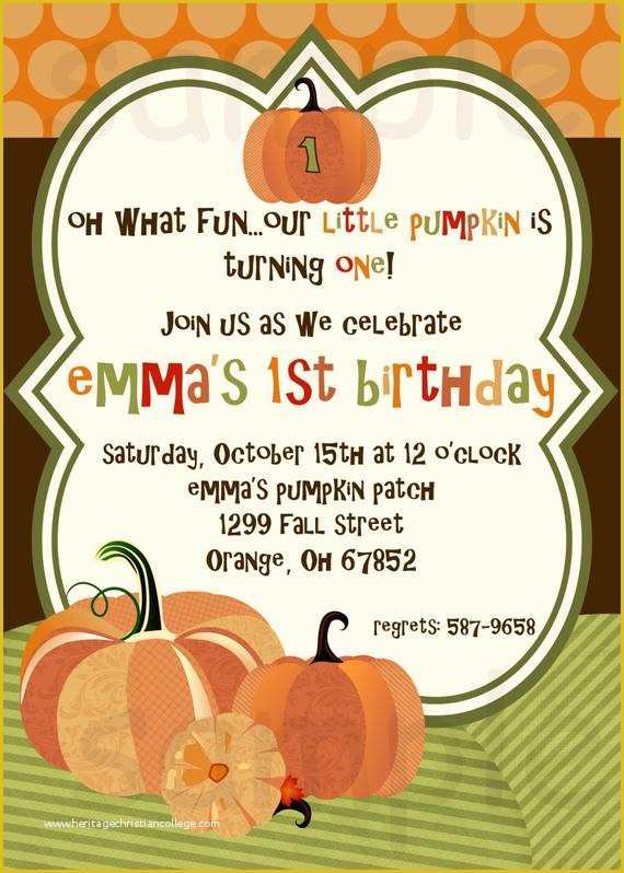 Fall Invitation Templates Free Of Items Similar to Pumpkin Birthday Party Invitation Little