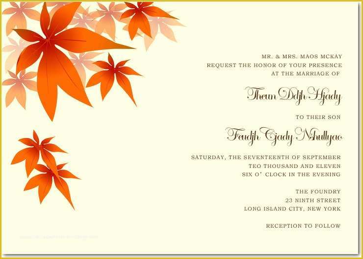 Fall Invitation Templates Free Of Wedding Invitation Wording Etiquette Fall Wedding