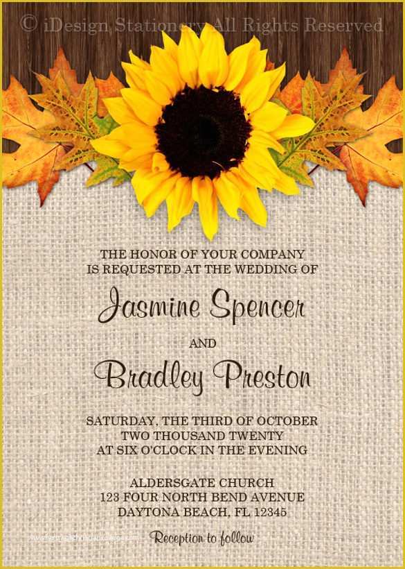Fall Save the Date Templates Free Of 22 Sunflower Wedding Invitation Templates – Psd Ai Word