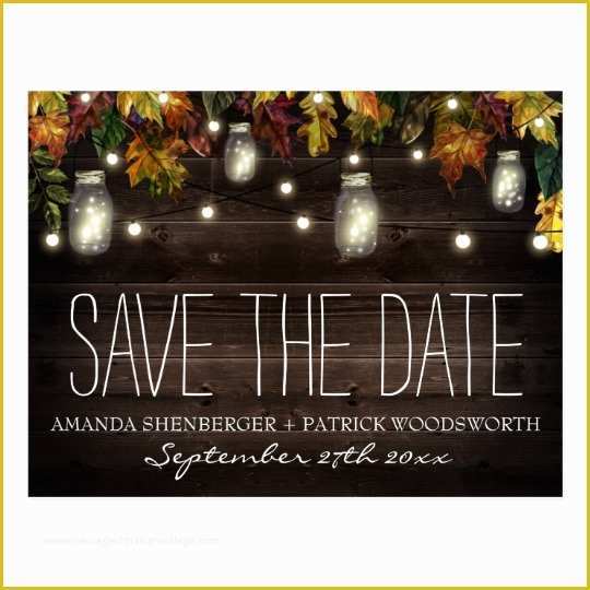 Fall Save the Date Templates Free Of Fall Firefly Mason Jar Wedding Save the Date Cards