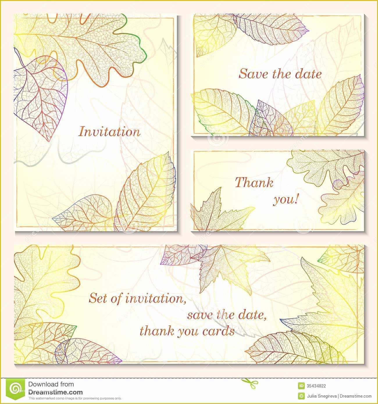 Fall Save the Date Templates Free Of Invitation Save the Date Cards with Autumn Leaves Stock