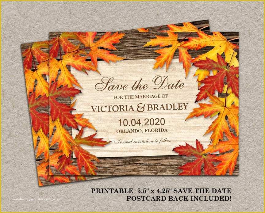 Fall Save the Date Templates Free Of Printable Fall Save the Date Postcard Printable Fall Wedding