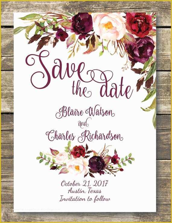 Fall Save the Date Templates Free Of Printed Save the Date Floral Wedding Fall Wedding