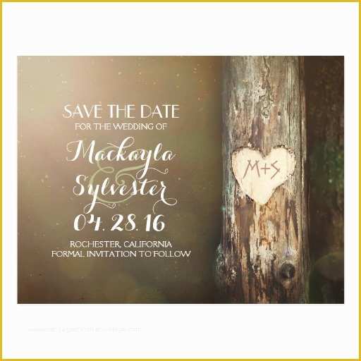 Fall Save the Date Templates Free Of Rustic Carved Heart Tree Save the Date Postcards