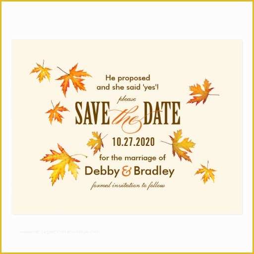 Fall Save the Date Templates Free Of Save the Date Fall Postcards &amp; Postcard Template Designs