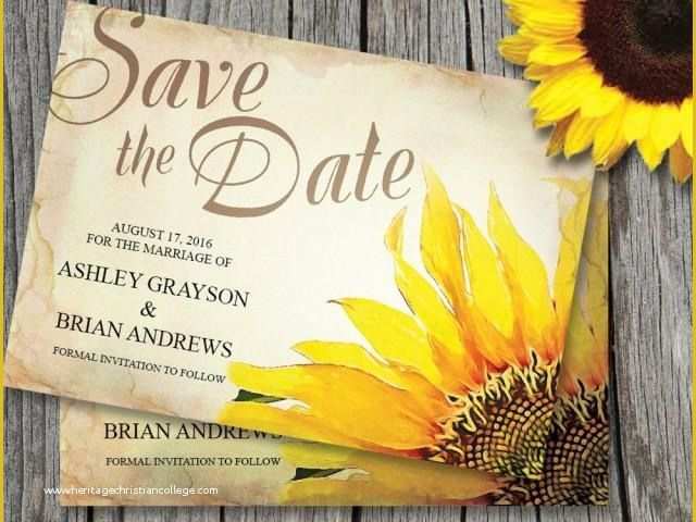 Fall Save the Date Templates Free Of Sunflower Save the Date Card Template Wedding Rustic