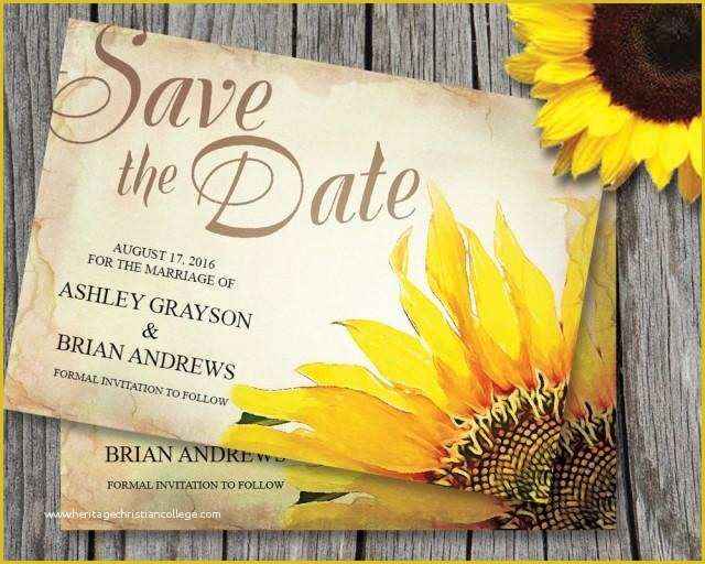 Fall Save the Date Templates Free Of Sunflower Save the Date Card Template Wedding Rustic